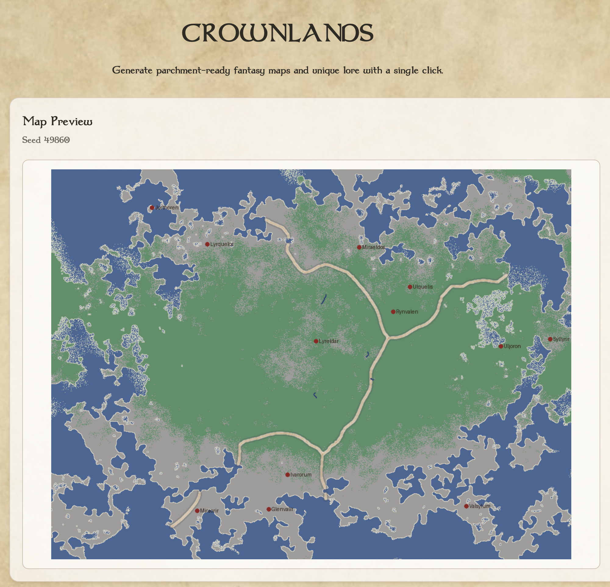 Concept art of a procedurally generated Crownlands realm